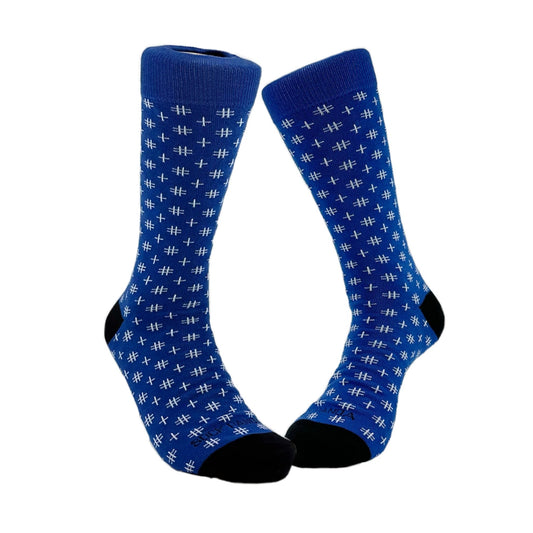 Blue Hashtag Patterned Socks from the Sock Panda (Adult Large)