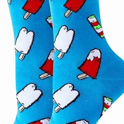 Blue Popsicle Patterned Socks (Adult Medium - Women's Shoe Sizes 5 - 10)
