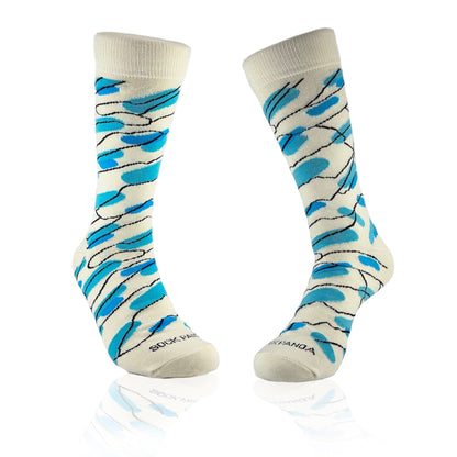 Blue Water Abstract Pattern Socks from the Sock Panda (Adult Large)