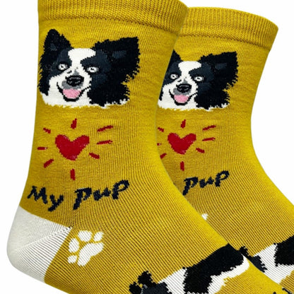 Border Collie Dog Socks (Adult Medium - Women's Shoe Sizes 5 - 10)