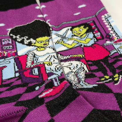 Bride of Frankenstein Haircut Socks (Adult Medium - Women's Shoe Sizes 5-10) BrideFrankMd