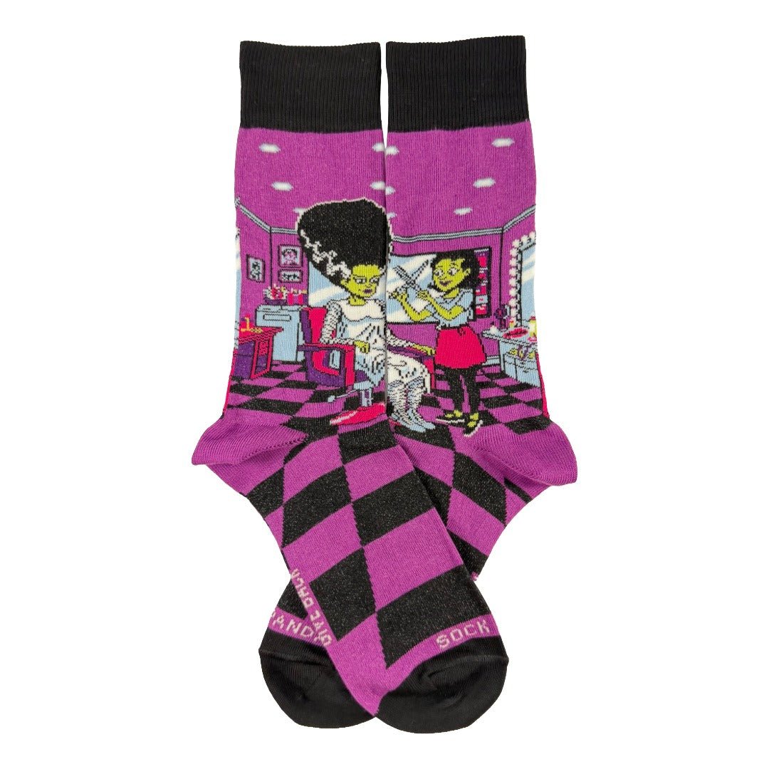 Bride of Frankenstein Haircut Socks (Adult Medium - Women's Shoe Sizes 5-10) BrideFrankMd