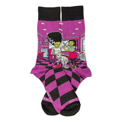 Bride of Frankenstein Haircut Socks (Adult Medium - Women's Shoe Sizes 5-10) BrideFrankMd