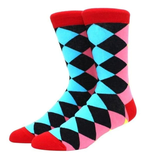 Bright Argyle Patterned Socks from the Sock Panda (Adult Large - Men's Shoe Sizes 8 - 12)