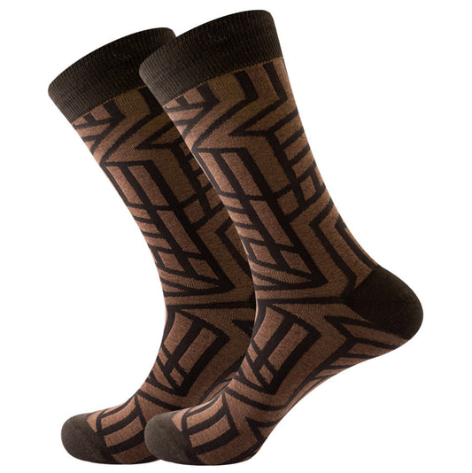 Brown Geometric Pattern Socks from the Sock Panda (Adult Large - Men's Shoe Sizes 8 - 12)