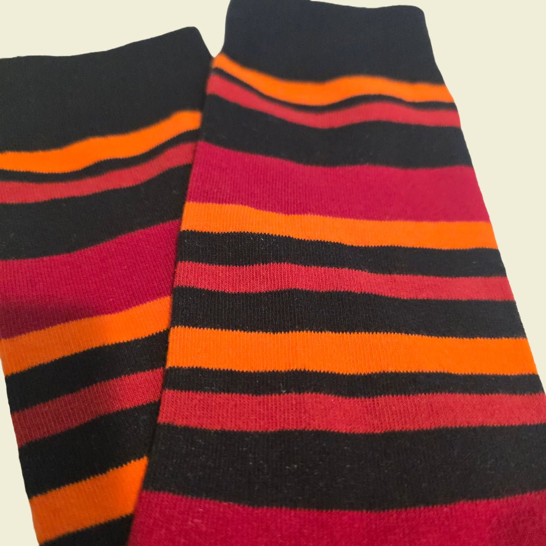 Burnt Orange Red Striped Socks from the Sock Panda (Adult Large)