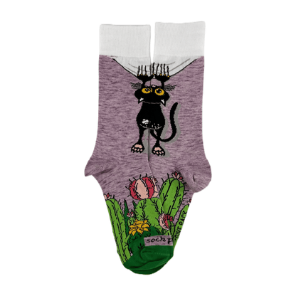 Cactus Cat Socks from the Sock Panda (Adult Medium - Women's Shoe Sizes 5 - 10)