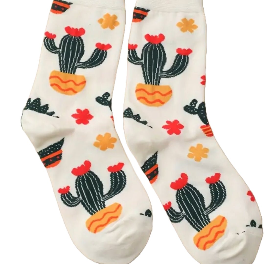 Cactus Pattern Socks (Adult Medium - Women's Shoe Sizes 5 - 10)