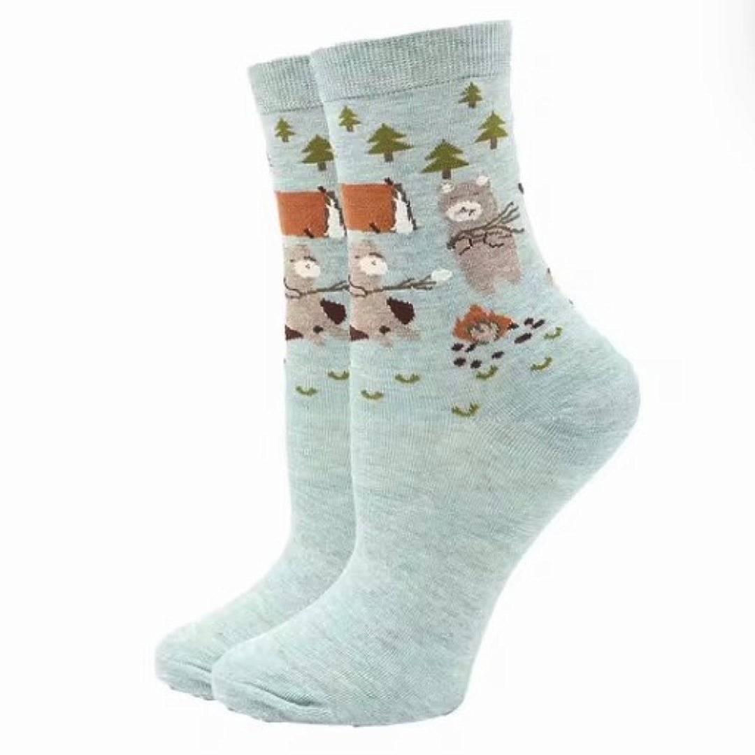 Camping Bears Socks (Adult Medium - Women's Shoe Sizes 5 - 10)