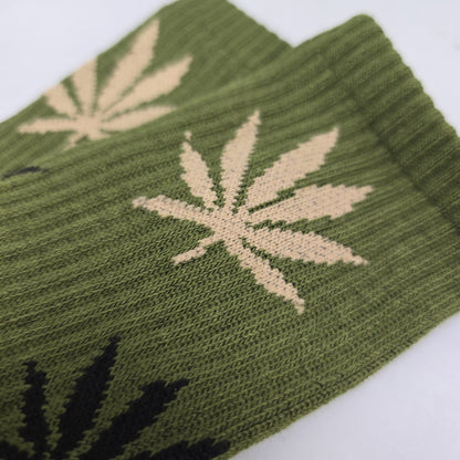 Cannabis Leaf Patterned Socks (Adult Large - Men's Shoe Sizes 8 - 12)