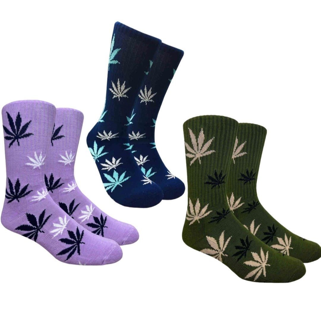 Cannabis Leaf Patterned Socks (Adult Large - Men's Shoe Sizes 8 - 12)