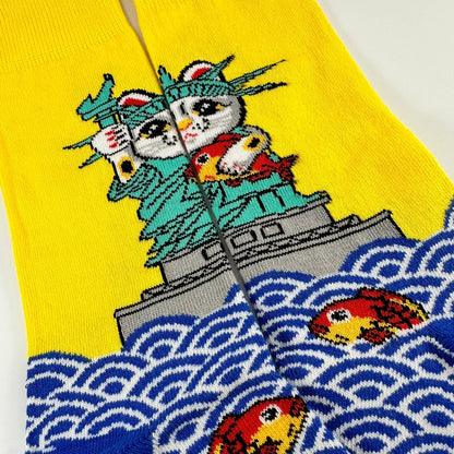 Cat Statue of Liberty Socks from the Sock Panda (Adult Small - Shoe Sizes 2 - 5)