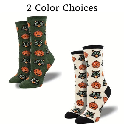 Cats and Pumpkins from the Sock Panda (Adult Medium - Women's Shoe Sizes 5 - 10)
