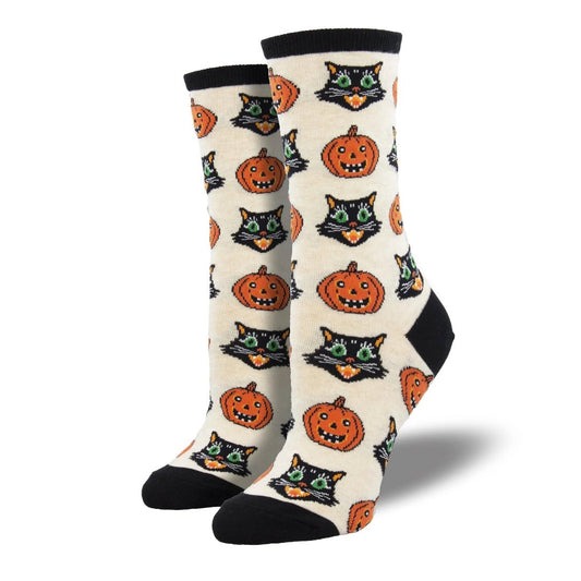 Cats and Pumpkins from the Sock Panda (Adult Medium - Women's Shoe Sizes 5 - 10)