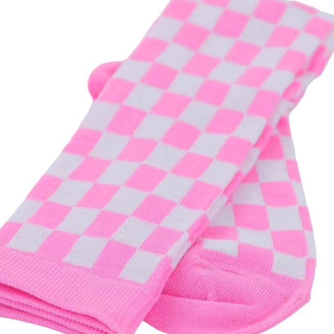 Checkered Pattern Knee High Socks (Adult Medium - Women's Shoe Sizes 5 - 10)