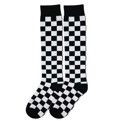Checkered Pattern Knee High Socks (Adult Medium - Women's Shoe Sizes 5 - 10)
