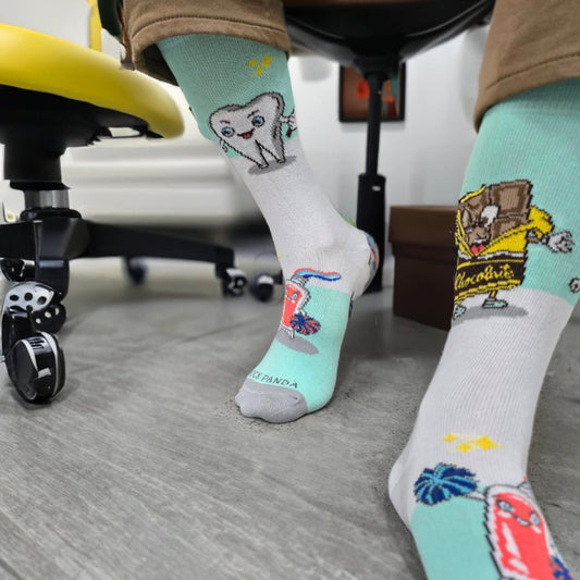Chocolate vs. Toothbrush Socks from the Sock Panda (Adult Small - Shoe Sizes 2 - 5)