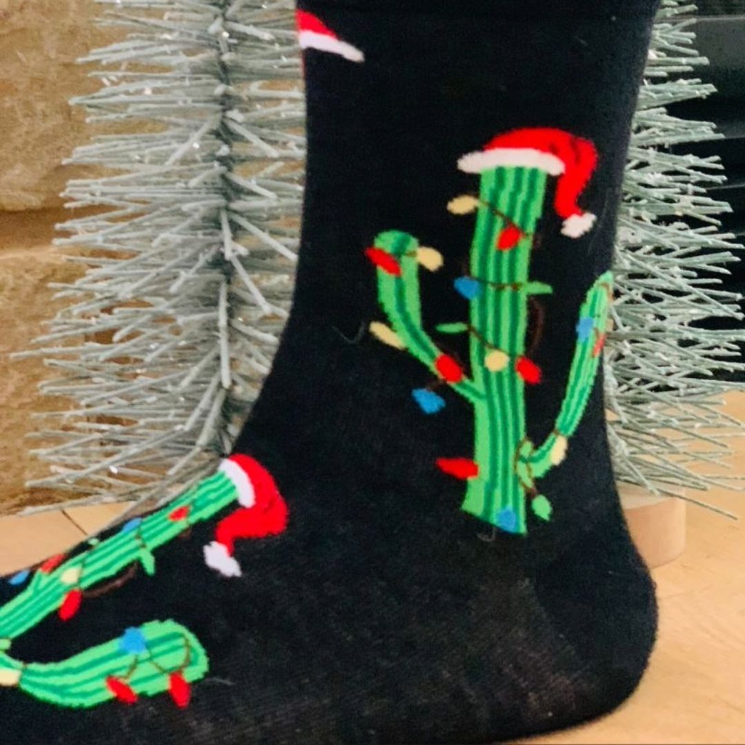 Christmas Cactus Tree Crew Socks from the Sock Panda