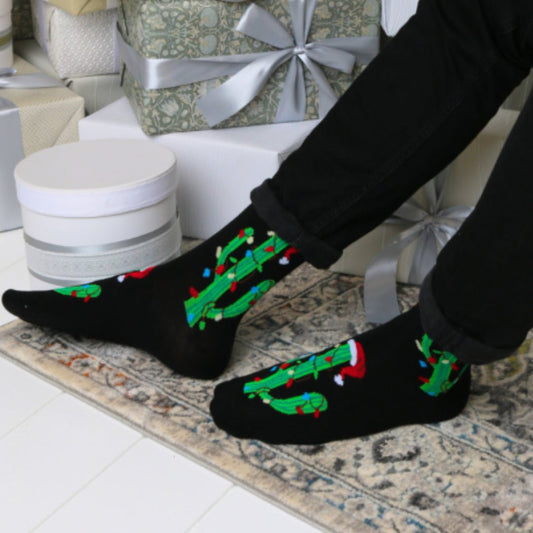 Christmas Cactus Tree Crew Socks from the Sock Panda