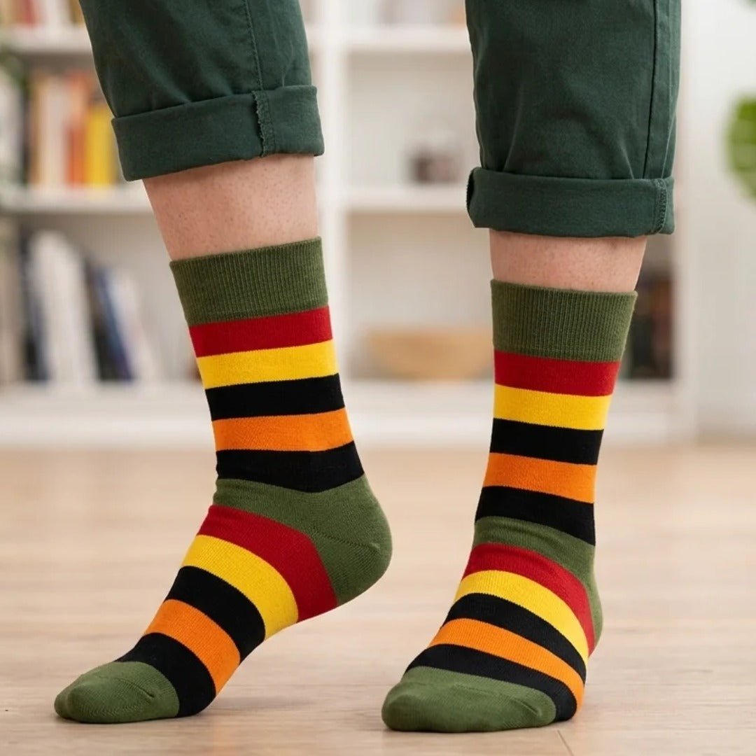 Colorful Horizontal Striped Socks from the Sock Panda (Adult Large) 