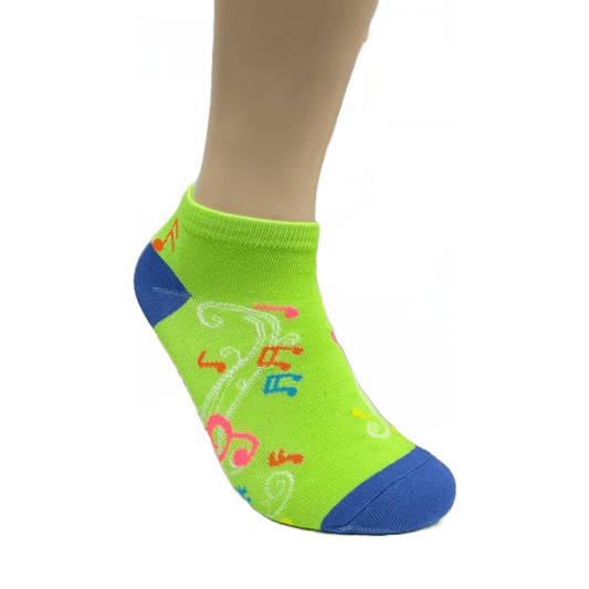 Colorful Music Note Pattern Ankle Socks (Adult Medium - Women's Shoe Sizes 5 - 10)