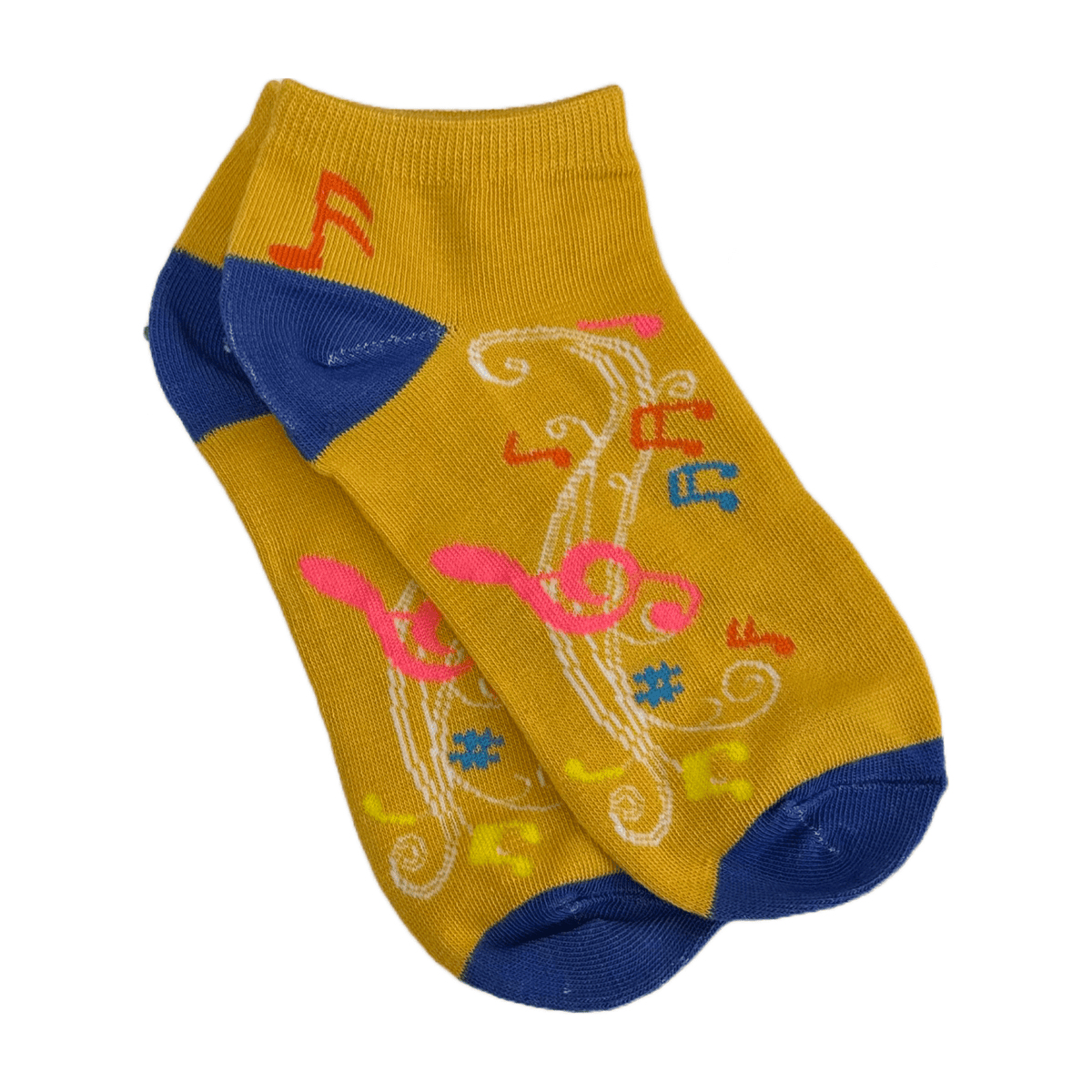 Colorful Music Note Pattern Ankle Socks (Adult Medium - Women's Shoe Sizes 5 - 10)