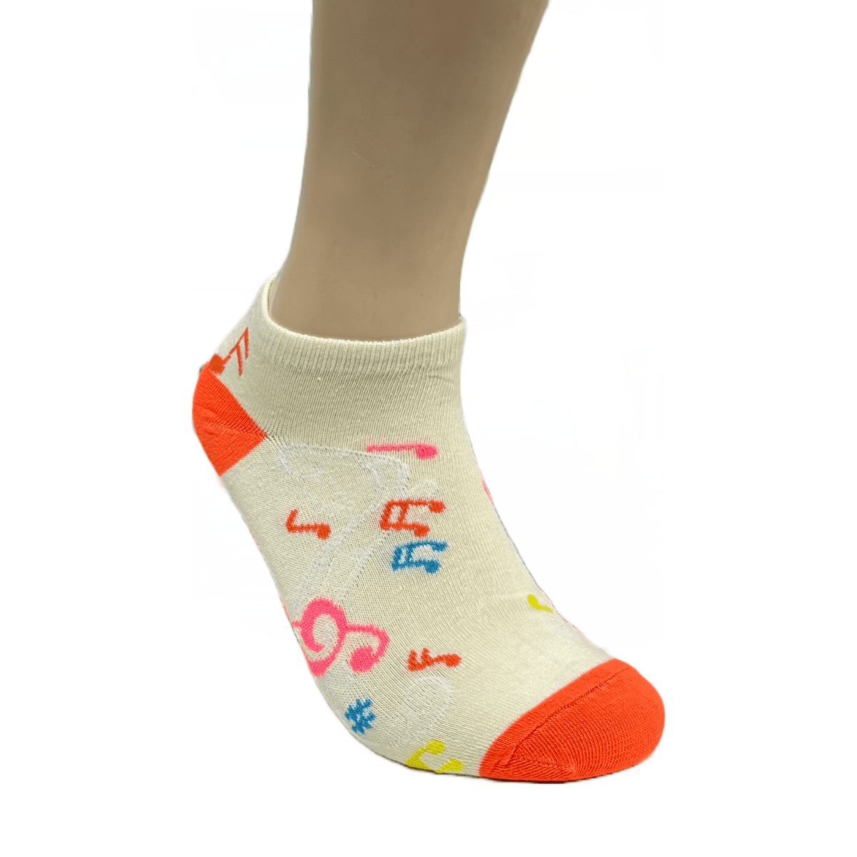 Colorful Music Note Pattern Ankle Socks (Adult Medium - Women's Shoe Sizes 5 - 10)