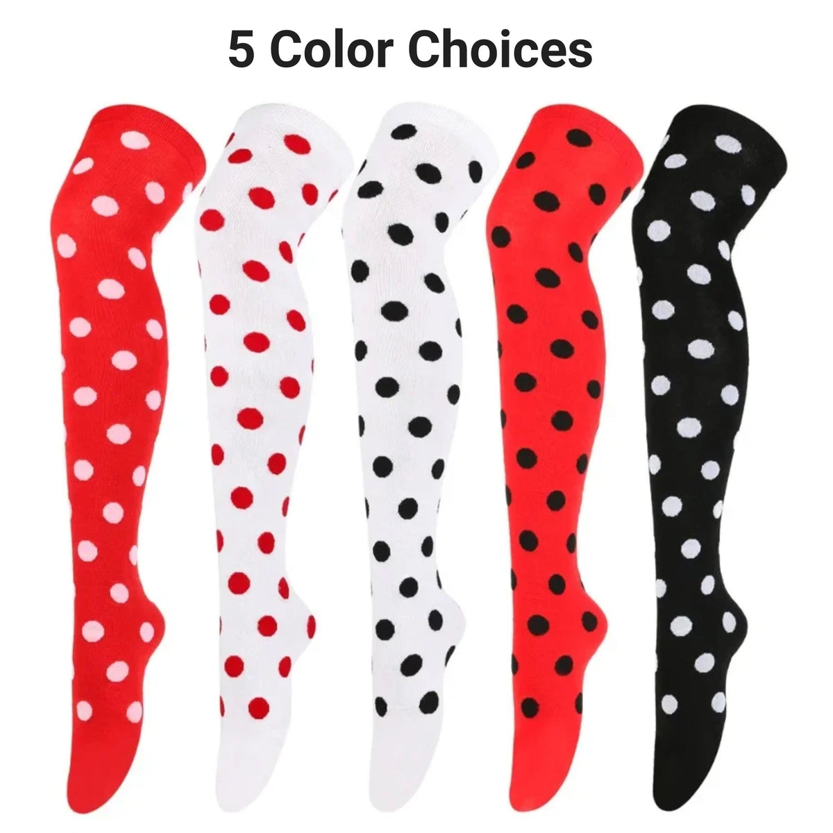 Colorful Polka Dot Pattern Tube Socks from the Sock Panda (Thigh High)