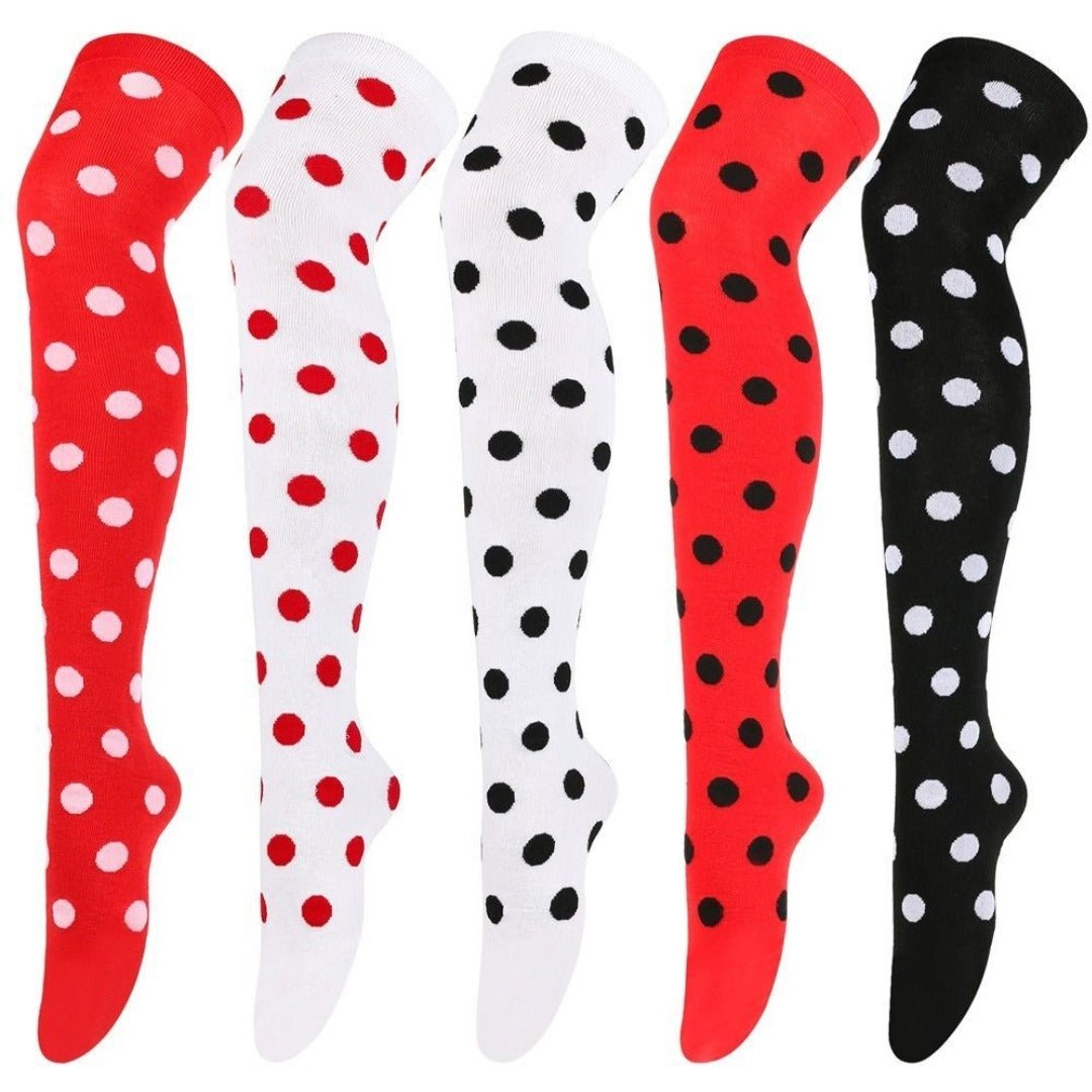 Colorful Polka Dot Pattern Tube Socks from the Sock Panda (Thigh High)