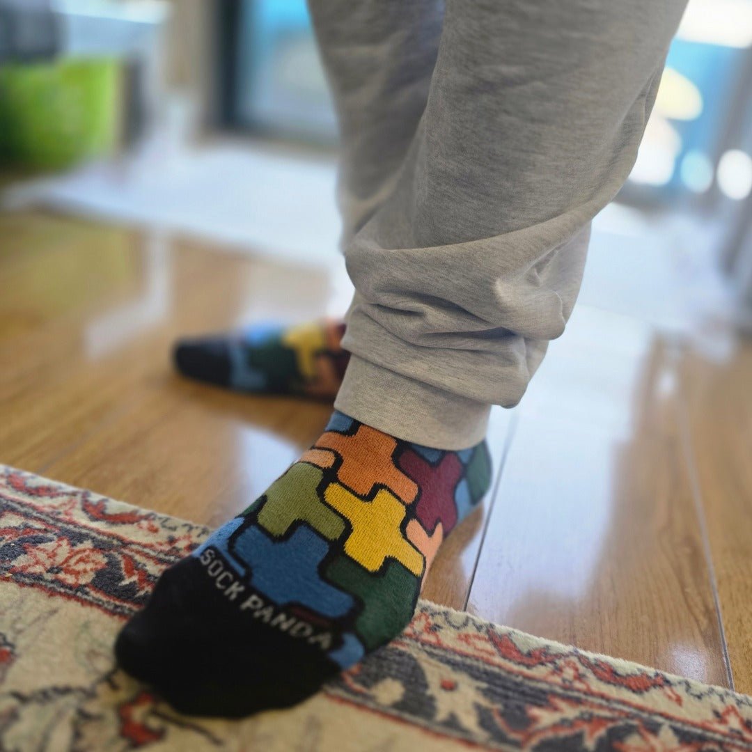 Colorful Puzzle Pattern Socks from the Sock Panda (Adult Large)