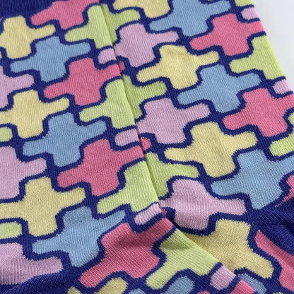 Colorful Puzzle Pattern Socks from the Sock Panda (Adult Medium)
