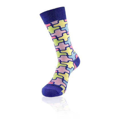Colorful Puzzle Pattern Socks from the Sock Panda (Adult Medium)