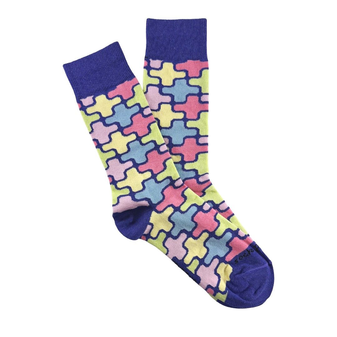 Colorful Puzzle Pattern Socks from the Sock Panda (Adult Medium)