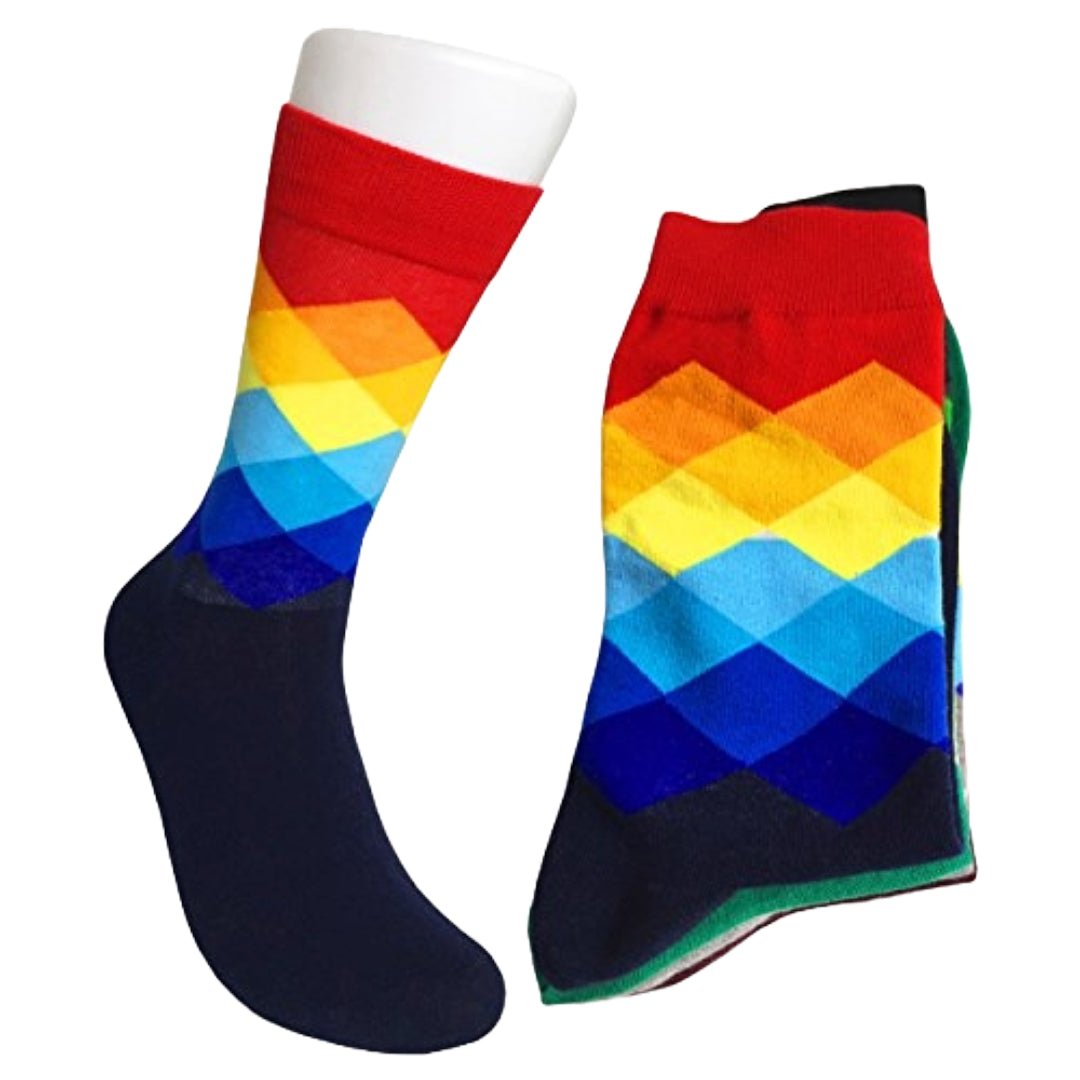 Colorful Red Diamond Argyle Pattern Socks from the Sock Panda