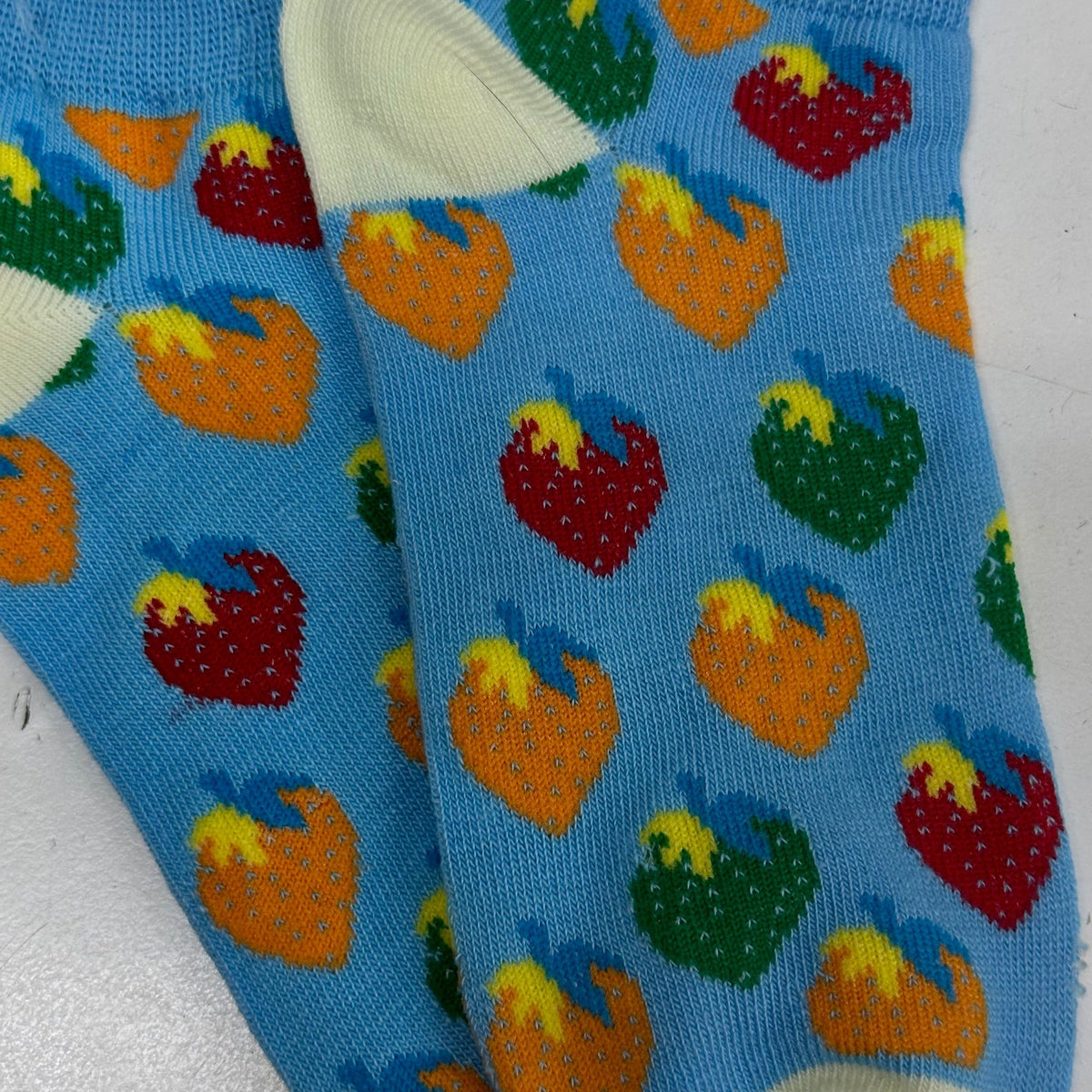 Colorful Strawberry Patterned Ankle Socks (Adult Medium - Women's Shoe Sizes 5 - 10)