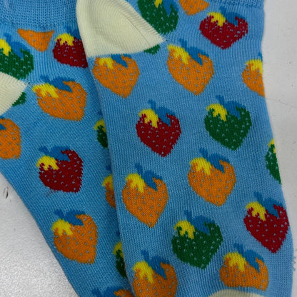 Colorful Strawberry Patterned Ankle Socks (Adult Medium - Women's Shoe Sizes 5 - 10)