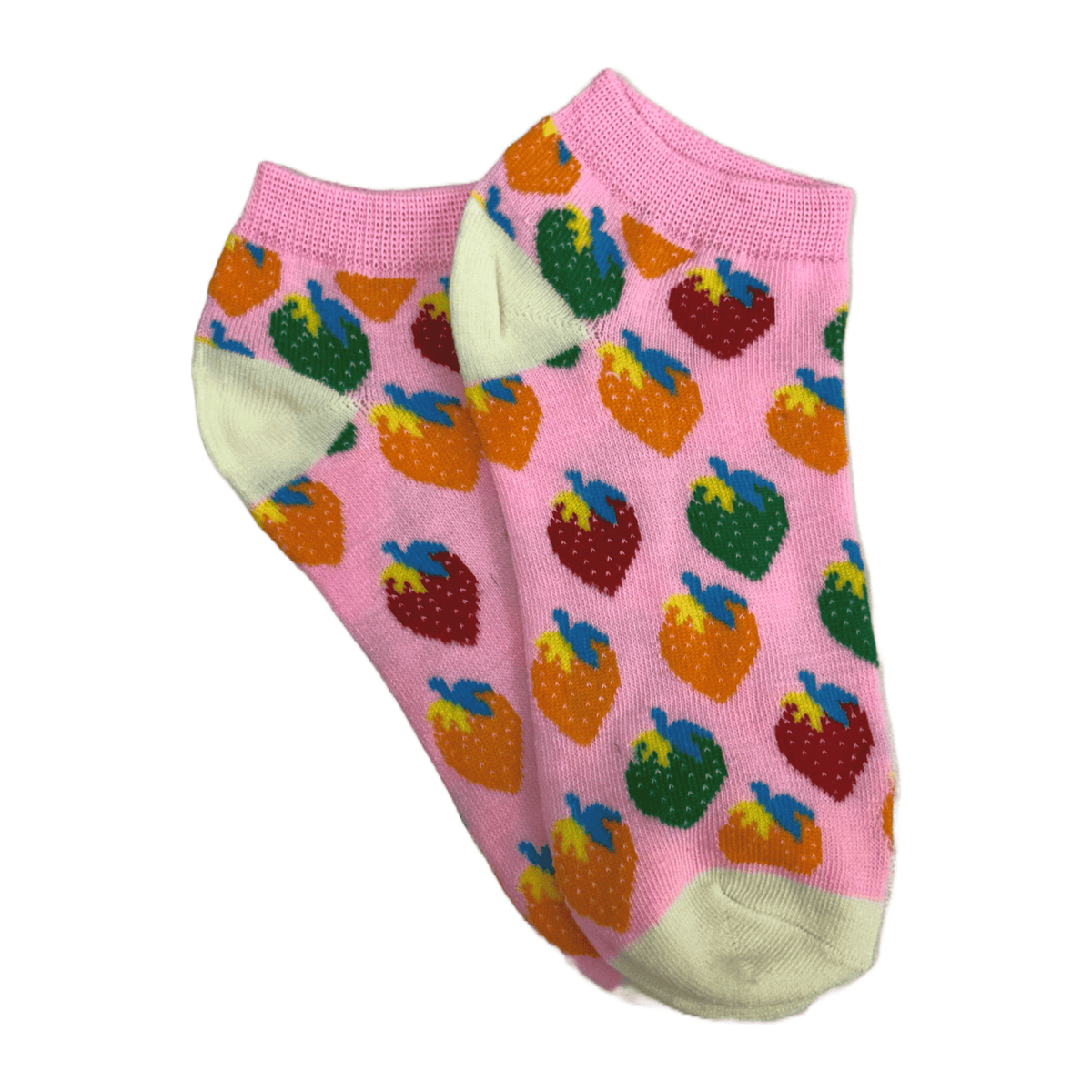 Colorful Strawberry Patterned Ankle Socks (Adult Medium - Women's Shoe Sizes 5 - 10)