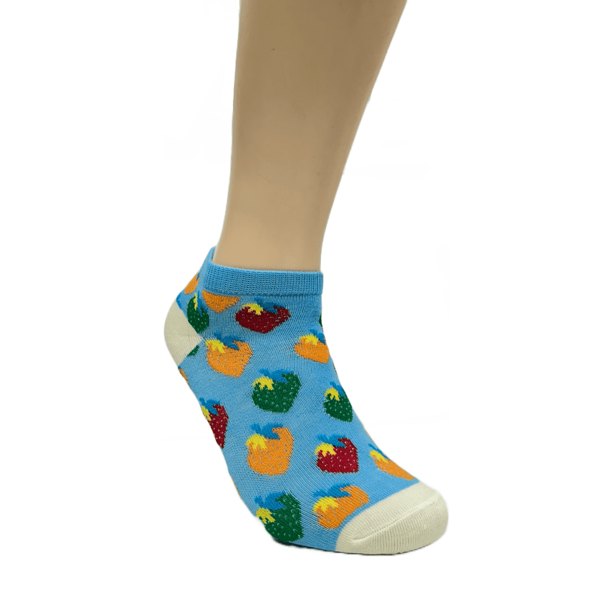 Colorful Strawberry Patterned Ankle Socks (Adult Medium - Women's Shoe Sizes 5 - 10)
