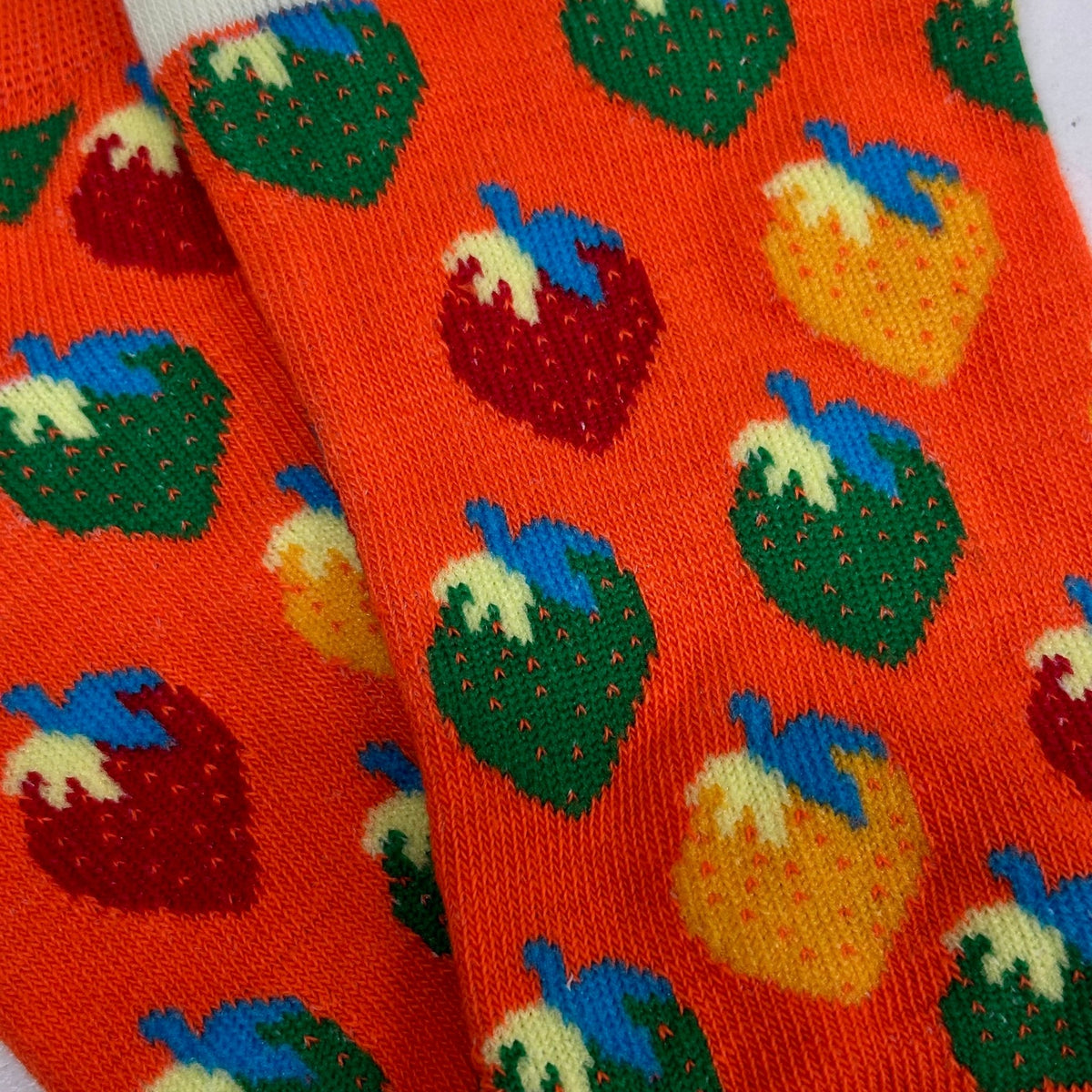 Colorful Strawberry Patterned Ankle Socks (Adult Medium - Women's Shoe Sizes 5 - 10)