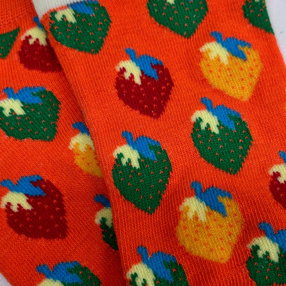 Colorful Strawberry Patterned Ankle Socks (Adult Medium - Women's Shoe Sizes 5 - 10)
