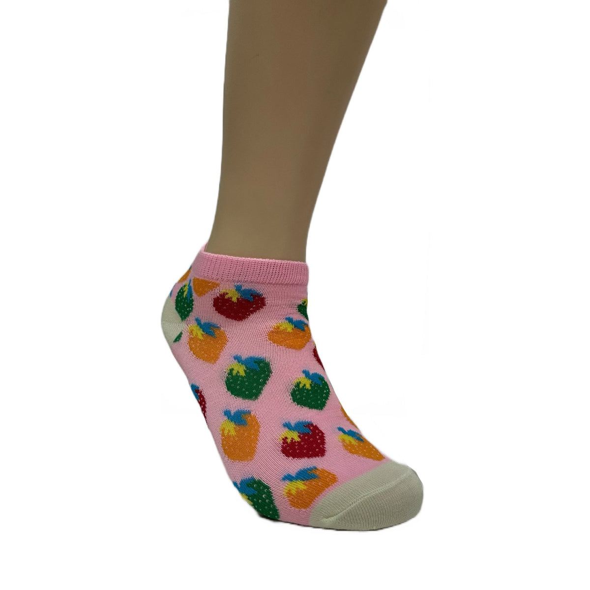 Colorful Strawberry Patterned Ankle Socks (Adult Medium - Women's Shoe Sizes 5 - 10)