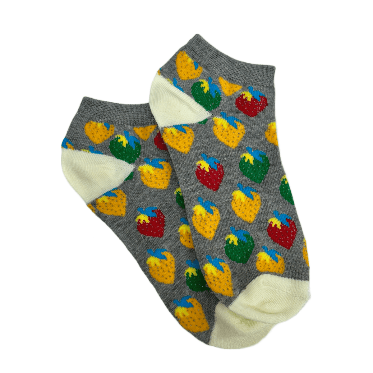 Colorful Strawberry Patterned Ankle Socks (Adult Medium - Women's Shoe Sizes 5 - 10)