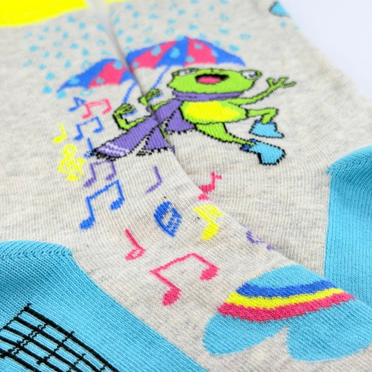 Dancing in the Rain Frog Socks from the Socks Panda (Adult Small) RainFrogSm