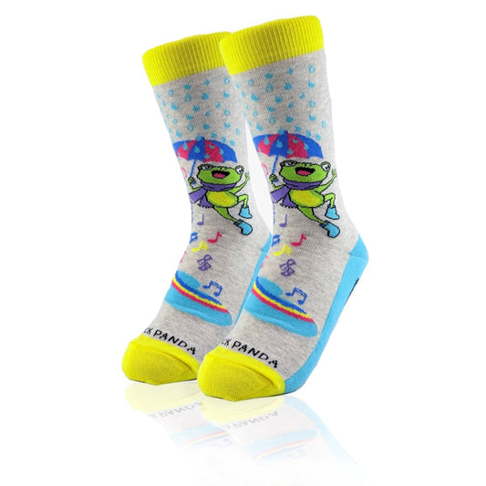 Dancing in the Rain Frog Socks from the Socks Panda (Adult Small) RainFrogSm