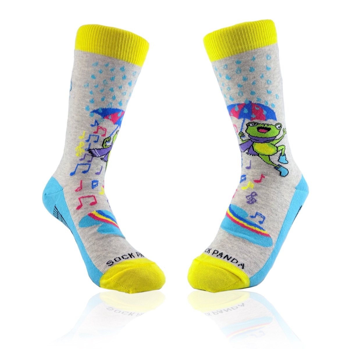 Dancing in the Rain Frog Socks from the Socks Panda (Adult Small) RainFrogSm