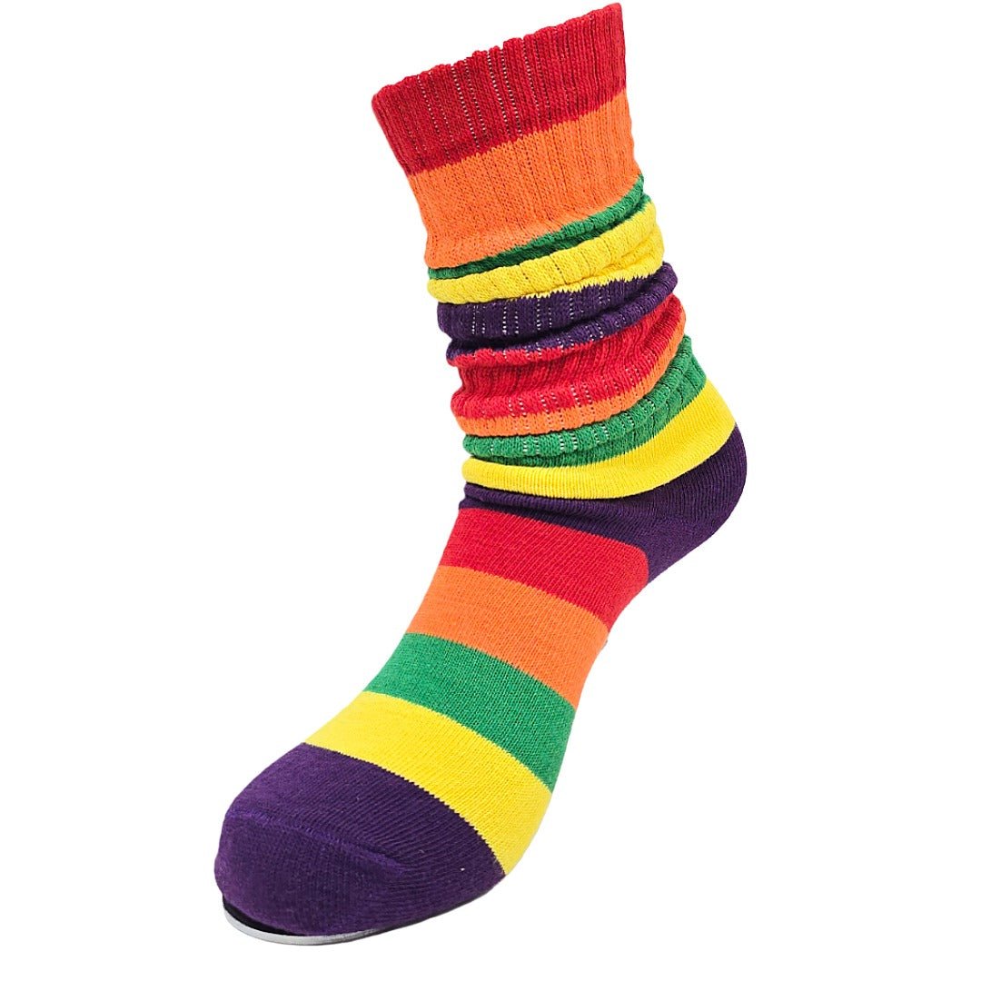 Dark Rainbow Slouch Socks (Adult Medium) - Heavyweight