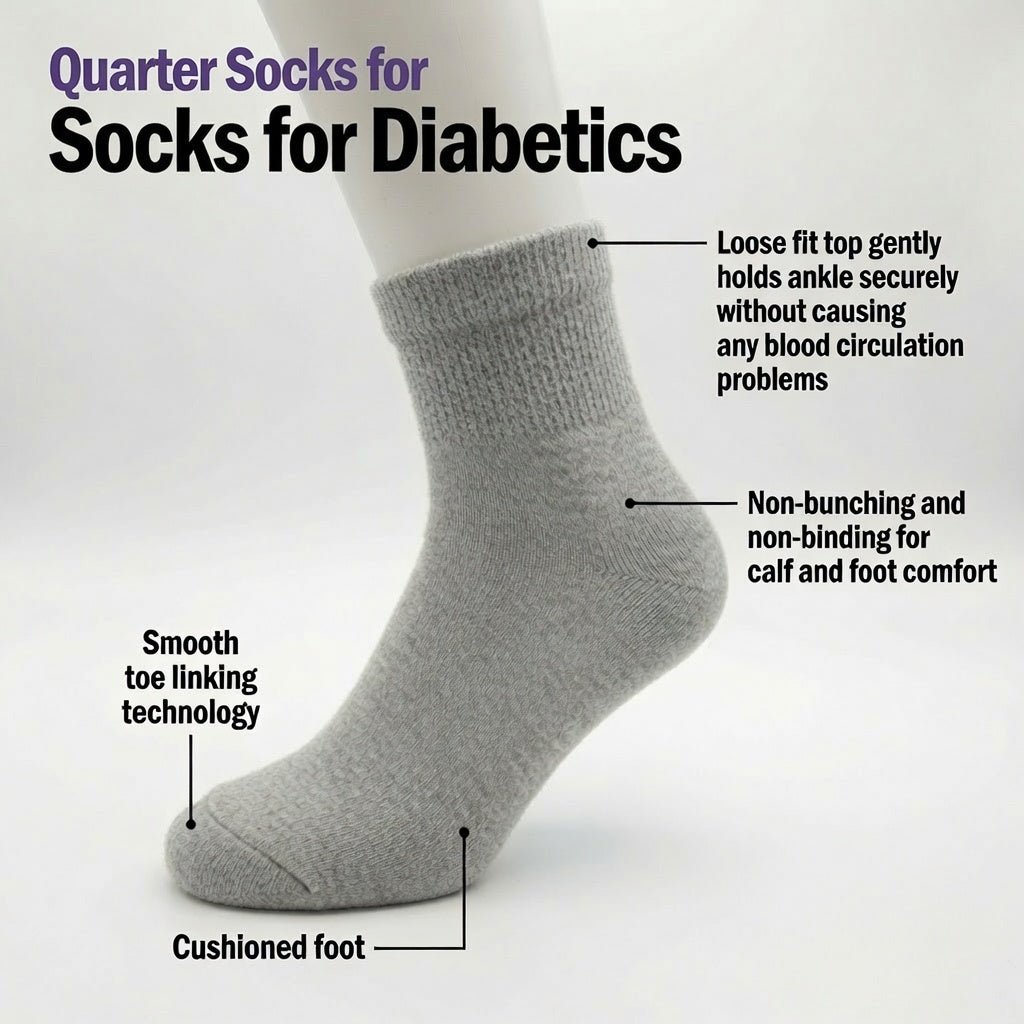 Diabetic Quarter Length Socks from the Sock Panda (3-Pack) QT3pkDiabLg