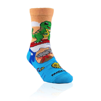 Dinosaur (T-Rex) Surfer Socks from the Sock Panda (Ages 3-7) SurfDinoMd