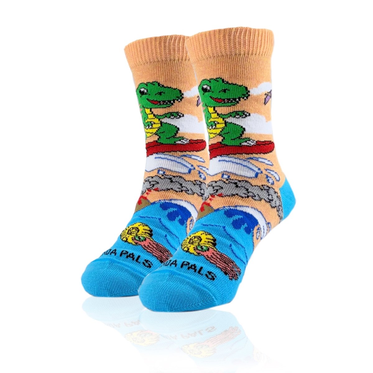 Dinosaur (T-Rex) Surfer Socks from the Sock Panda (Ages 3-7) SurfDinoMd