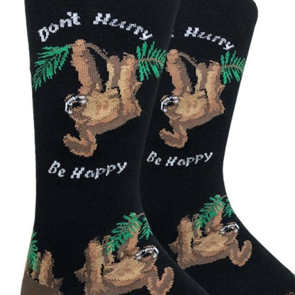 Don't Hurry, Be Happy Sloth Socks (Adult Large - Men's Shoe Sizes 8 - 12)